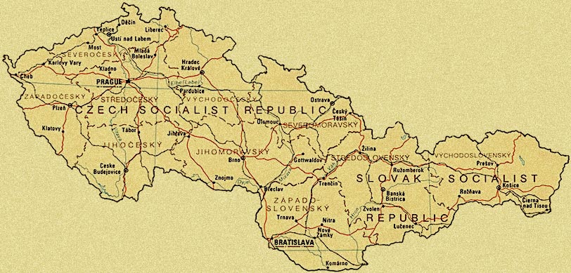 Интерактивная карта Чехословакии